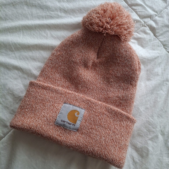 Carhartt Cuffed Pom Pom Beanie Salmon Pink Heather - Picture 1 of 2